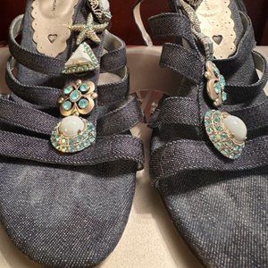 Blue denim wedge